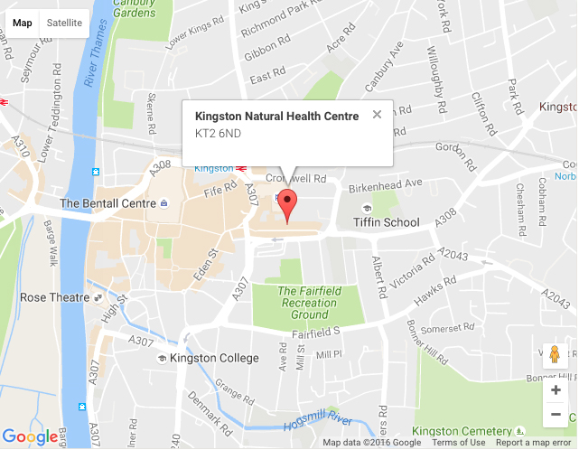 Map showing Kingston Natural Health Centre